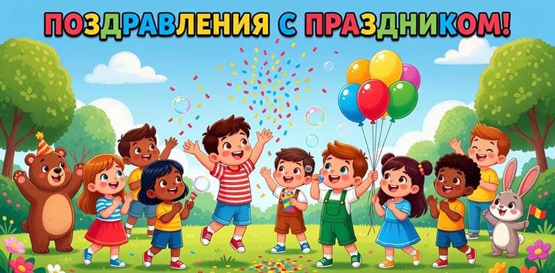 Дети поздравляют друг друга с праздником