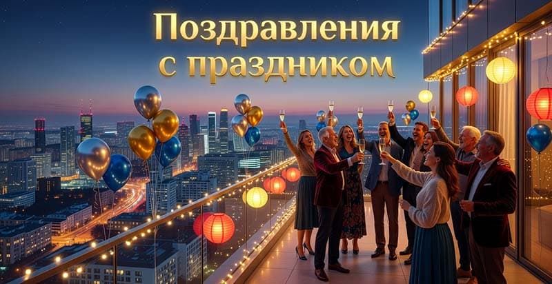 Люди поздравляют друг друга с праздником