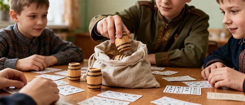 Мальчики играют в лото