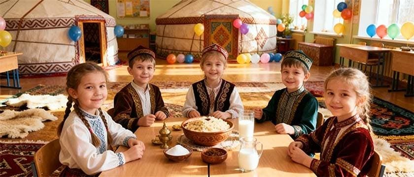 Дети на празднике Наурыз в дестком саду
